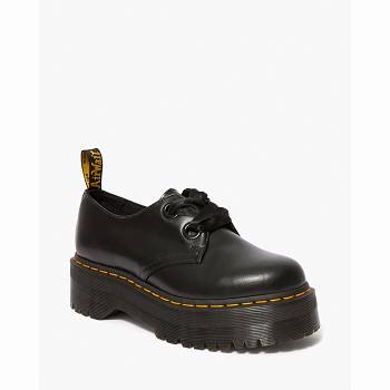 Dr Martens Női Holly Bőr Platform Cipő Fekete